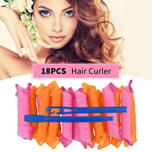 Hair Curlers Spiral Curls No Heat Wave Hair Curlers Styling Kit Spiral Hair Curlers Magic Hair Rollers with 1 Styling Hooks for Short/Medium/Long Hair Most Kinds of Hairstyles (Multi-Colored)