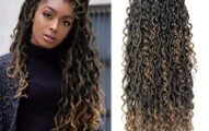 NEW Goddess Locs Crochet Hair River Fauxs Locs 18Inch Pre Looped Kanekalon Synthetic Deep Curly Hairstyle Ombre Fauxlocs Crochet Braids Extensions (4packs 1B/27)