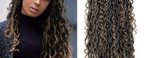 NEW Goddess Locs Crochet Hair River Fauxs Locs 18Inch Pre Looped Kanekalon Synthetic Deep Curly Hairstyle Ombre Fauxlocs Crochet Braids Extensions (4packs 1B/27)
