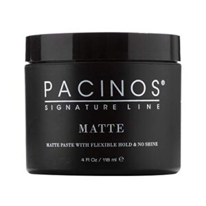 Pacinos Matte, Hair Paste with Flexible Hold & No Shine, Sculpting & Styling Wax for All Hair Types, Add Long Lasting Definition & Texture for a Natural Looking Hairstyle with No Flakes, 4 oz