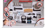 wps Play Accessories Barber Shop Salon Hairstyle Play Set Kit with Shaver Mirror Clipper 17in1 for Boy Kids Gift