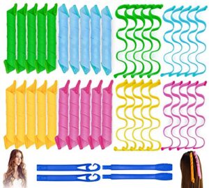 40PCS Hair Curlers Heatless Magic Hair Rollers Wave and Spiral Curl Former Two Styles(12inches) with 4PCS Styling Hooks Kit DIY Hair Curlers No Heat Damage for Most Hairstyles Short and Medium Hair
