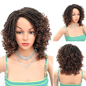 Dreadlock Wigs for Black Women Short Curly Synthetic Hair Goddess Faux Locs Heat Resistant Glueless Curly Wigs Crochet Twist Braids Soft Natural Hair Wigs Afro Hairstyle (T1B/30)