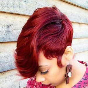 Nicelatus Short Burgndy Wig Synthetic Wigs with Wavy Bangs Short Hair Wigs for Black Women Short Wig Burgundy Hairstyles