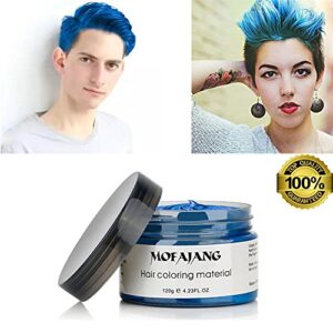 Blue Hair Dye Color Wax Temporary Hairstyle Cream 4.23 oz Pomades Natural Hairstyle Wax for Men Women kids Party Cosplay Halloween Date