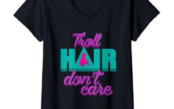 Womens Troll Hair Don't Care Art For Messy Hairstyle Men & Women V-Neck T-Shirt