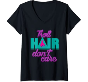 Womens Troll Hair Don't Care Art For Messy Hairstyle Men & Women V-Neck T-Shirt