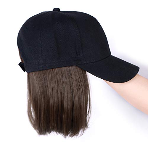 BaoChen Baseball hat with hair attached for women Extensions Synthetic ...