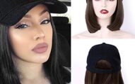 BaoChen Baseball hat with hair attached for women Extensions Synthetic Short Bob Hairstyles Hat Easy to Use Adjustable Black Baseball Hat