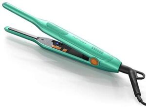 KIPOZI Pencil Flat Iron, Small Flat Iron for Short Hair and Pixie Cut, 0.3 Inch Titanium Beard Hair Straightener with Variable Temperature in Turquoise