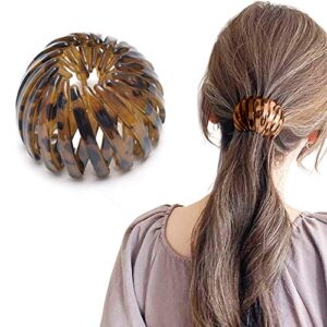 Ponytail Hairpin Curling Iron, 2021 Fashion Retro Leopard Print Hairstyle Headbands Fashion Bird's Nest Hairpin Ball Hairpin Expandable Ponytail Holder Bird Nest Shaped Hair Clips Hair Claw Clamps (D)