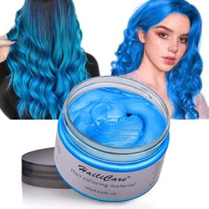 Wash Out Hair Dye Wax Hailicare Temporary Hair Color 4.23 Oz Natural Hairstyle Color Wax for Men And Women Festivals Parties Clubbing Cosplay Halloween (Blue)