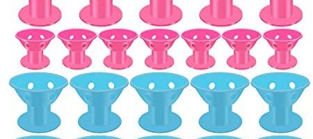 Luckkyme 40 Pack Hair Curlers Rollers Silicon Hair Style Rollers No Clip Hair Style Rollers Soft Magic DIY Curling Hairstyle Tools (Pink & Blue)