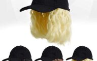 Baseball Cap Wig with Short Wavy Hair Extensions for Women Short Bob Hairstyles Hat wig Adjustable Baseball Hat With Synthetic Curly Hair(Blonde )
