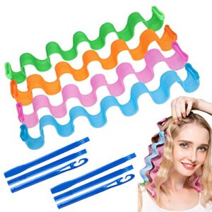 30 Pieces Wave Curlers Formers No Heat Hair Wave Spiral Curlers Styling Kit with 2 Pieces Hooks for Most Kinds of Hairstyles(17.7in)
