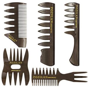 5 Pack Hair Styling Comb Set, Wide Tooth Comb Barber Hairstylist Accessories, Professional Shaping & Retro Hairstyle Teasing Wet Combs, Ideal Anti Static Hair Brush for Mens