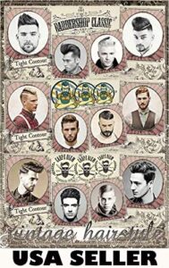 Men's celebrity hairstyles #D POSTER 23.5 x 34 old-time top-heavy haircuts barbershop mens vintage hair styles tight contour perfect for salons (sent FROM USA in PVC pipe)