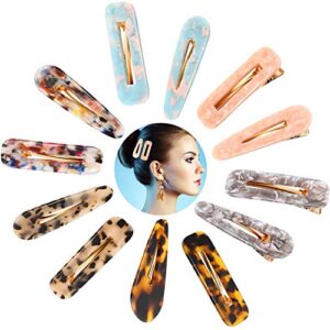 12 Pieces Rhinestone Pearl Hair Clips Acrylic Resin Hair Barrettes Marble Geometric Alligator Hairpins Vintage Hair Accessories for Women Hairstyle (Style 3)