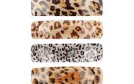 6 Pack Acrylic Resin Plastic Rectangle Square Vintage Retro Leopard Hair Clips Long Barrettes Hairpins Metal Hairgrips Bun Ponytail Holder Hairstyles Accessories for Women Girl
