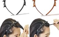 Headbands for Women Head bands Hair Bands for Girls Thin Plastic Headband with Clips, Fashion Braided Headbands Double Layer Twist Plait Hair Tools, Double Bangs Hairstyle Hairpin for Work out