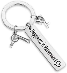 Hairdresser Retirement Keychain Happiness is Retirement Retirement Gifts for Hairdresser Hairstyle design Assistant Appreciation Gifts(retirement 1hairdresser KR) (retirement 1hairdresser KR)