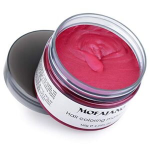 Hair Color Wax Wash Out Hair Color Instant Hair Wax Temporary Hairstyle Cream 4.23 oz Hair Pomades Natural Red Hair Gel for Men and Women (Red)