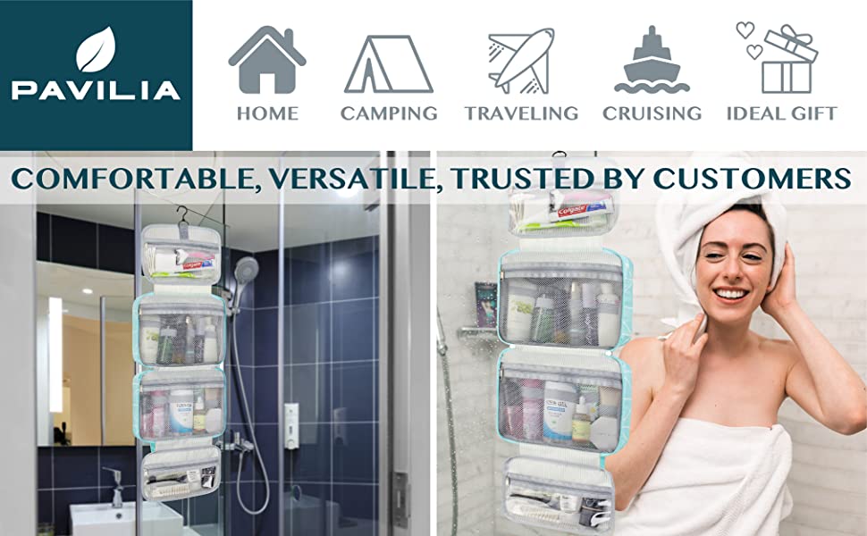 PORTABLE AND CONVENIENT - Top sturdy hook displays the kit from a shower or towel rack 