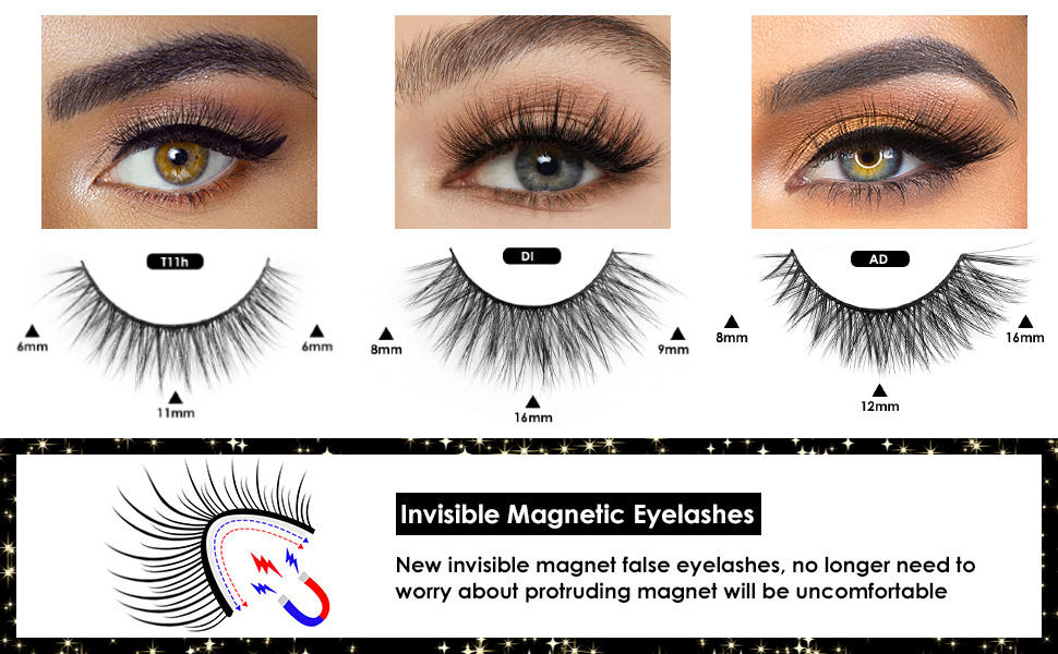 Magnetic Eyelashes with Eyeliner, Invisible Magnetic Lashes Mink Kits False Eyelashes