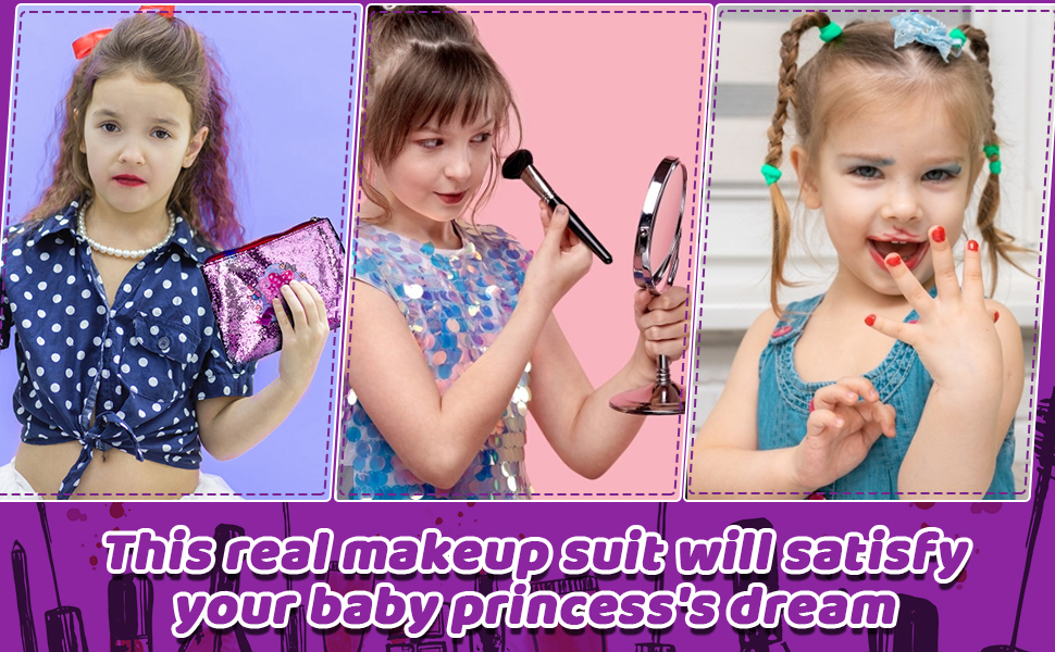My First Makeup Set for Girl Non-Toxic, Real Girls Makeup Kit, Washable Safe Cosmetics for Kids
