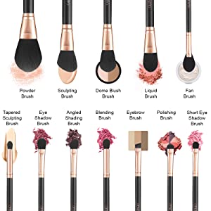 OMANIAC Professional Makeup Brushes Set (12Pcs)