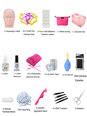 list of eyelash training kit