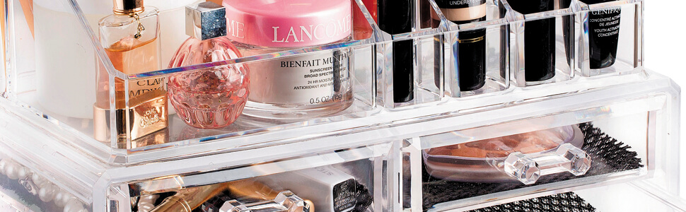 clear cosmetics storage organizer transparent visible