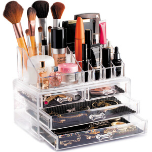 transparent cosmetic makeup organizer neatly arranged self care space saving storage