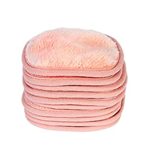 Eurow Makeup Removal Cleaning Cloth, 8 by 8 Inches, Coral, Pack of 4
