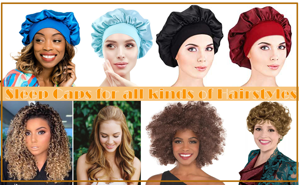 Hair Covers for Women, Satin Night Sleep Cap Hair Bonnet for Chemo Cancer Hair Loss