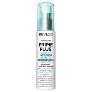 Revlon Prime Plus Makeup & Skincare Primer, Mattifying and Pore Reducing with Salicylic Acid and AHA, 1 oz