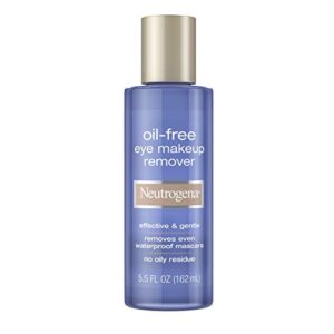 Neutrogena Oil-Free Liquid Eye Makeup Remover, Residue-Free, Non-Greasy, Gentle & Skin-Soothing Makeup Remover Solution with Aloe & Cucumber Extract for Waterproof Mascara, 5.5 fl. oz