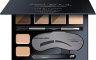 Aesthetica Brow Contour Kit 16-Piece Eyebrow Makeup Palette Set 6 Eyebrow Powders, 5 Eyebrow Stencils, Spoolie/Brush Duo, Tweezers, Eye Brow Wax, Highlighter - Unique Gifts For Women For Her Birthday