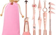 Professional Naruto Makeup Brushes Set - 5pcs Cosmetic Anime Naruto Cosplay Gift Makeup Brush Set for Women Teen girls (Pink color)