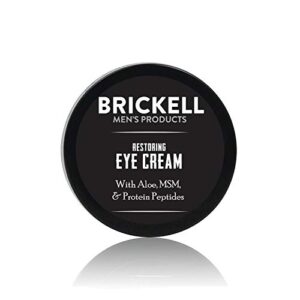 Brickell Men's Restoring Eye Cream for Men, Natural and Organic Anti Aging Eye Balm To Reduce Puffiness, Wrinkles, Dark Circles, Crows Feet and Under Eye Bags, .5 Ounce, Unscented