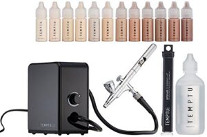 TEMPTU Airbrush Makeup System 2.0 Premier Kit: Airbrush Makeup Set for Professionals Includes S/B Silicone-Based Foundation Starter Set & Cleaning Kit, Travel-Friendly
