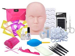 Eyelash Extension kit, Missice Professional Eyelashes Kit False Eyelashes Extension Glue Tool Practice Kit for Makeup Practice Eye Lashes Graft with Mannequin Training Head