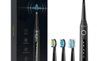 Fairywill Electric Toothbrush Powerful Sonic Cleaning, ADA Accepted Rechargeable Toothbrush with Timer, 5 Modes, 4 Brush Heads, 4 Hr Charge Last 30 Days Whitening Toothbrush for Adults and Kids Black