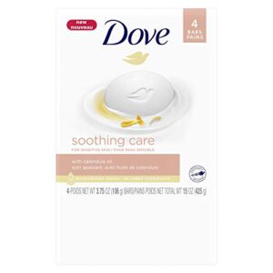 Dove, Soothing Care Moisturizing Beauty Bar For Sensitive Skin with Calendula Oil Effectively Washes Away Bacteria Hydrating and Replenishing Skin Care oz 14 Bars, 3.75 Ounce
