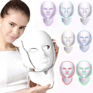 VLiXXO 7 Colors PDT Photon Light Therapy Facial & Neck Mask Korean LED Photodynamic Beauty Treatment, Acne, Scarring & Wrinkles Removal. Anti Aging & Skin Rejuvenating, Tightening & Whitening