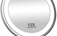 KOOLORBS 10X Magnifying Makeup Mirror with Lights, 3 Color Lighting, Intelligent Switch, 360 Degree Rotation, Powerful Suction Cup, Portable , Good for Tabletop, Bathroom, Traveling