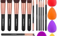 InnoGear Makeup Brushes Set, Professional Cosmetic Brush Set with 16 Makeup Brushes and Sponges and Brush Cleaner for Foundation Powder Concealers Eyeshadows Liquid Cream, Black Golden