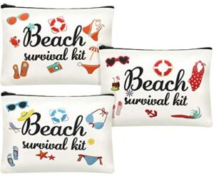 Svee 3 Pieces Beach Survival Kit Cosmetic Bag Travel Bag Pouch Bag Accessories for Birthday Appreciation Thanksgiving Day Valentine's Day