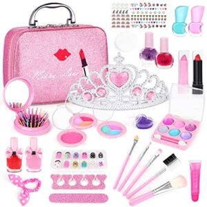 Kids Makeup Kit for Girls 28pcs, Kids Play Washable Makeup Set Toys for Girls, Safe & Non-Toxic, First Little Girls Starter Kit Real Makeup Cosmetic Beauty Set Toys for 3 4 5 6 7 8 9 10 Year Old Girls