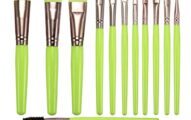 16pcs Fluorescent Makeup Brush Set Blusher Brush Powder Brush Eye Shadow Brush Lip Brush Eyelash Brush(Fluorescent green))